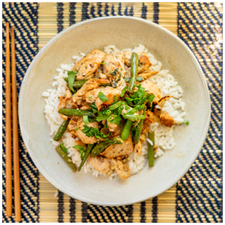 Chicken Stir-fry Coconut Green Curry 