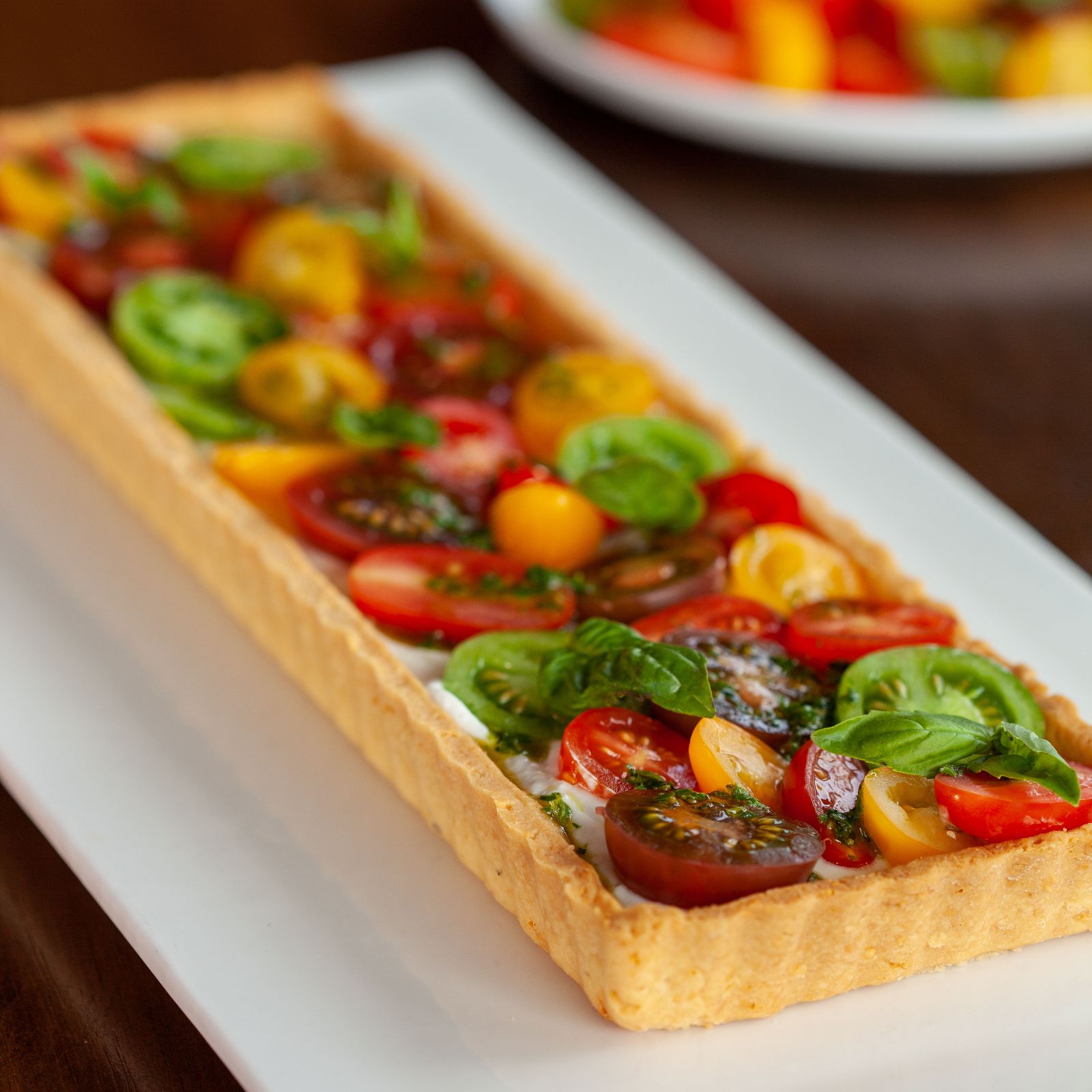 Heirloom Tomato Tart with Basil Oil