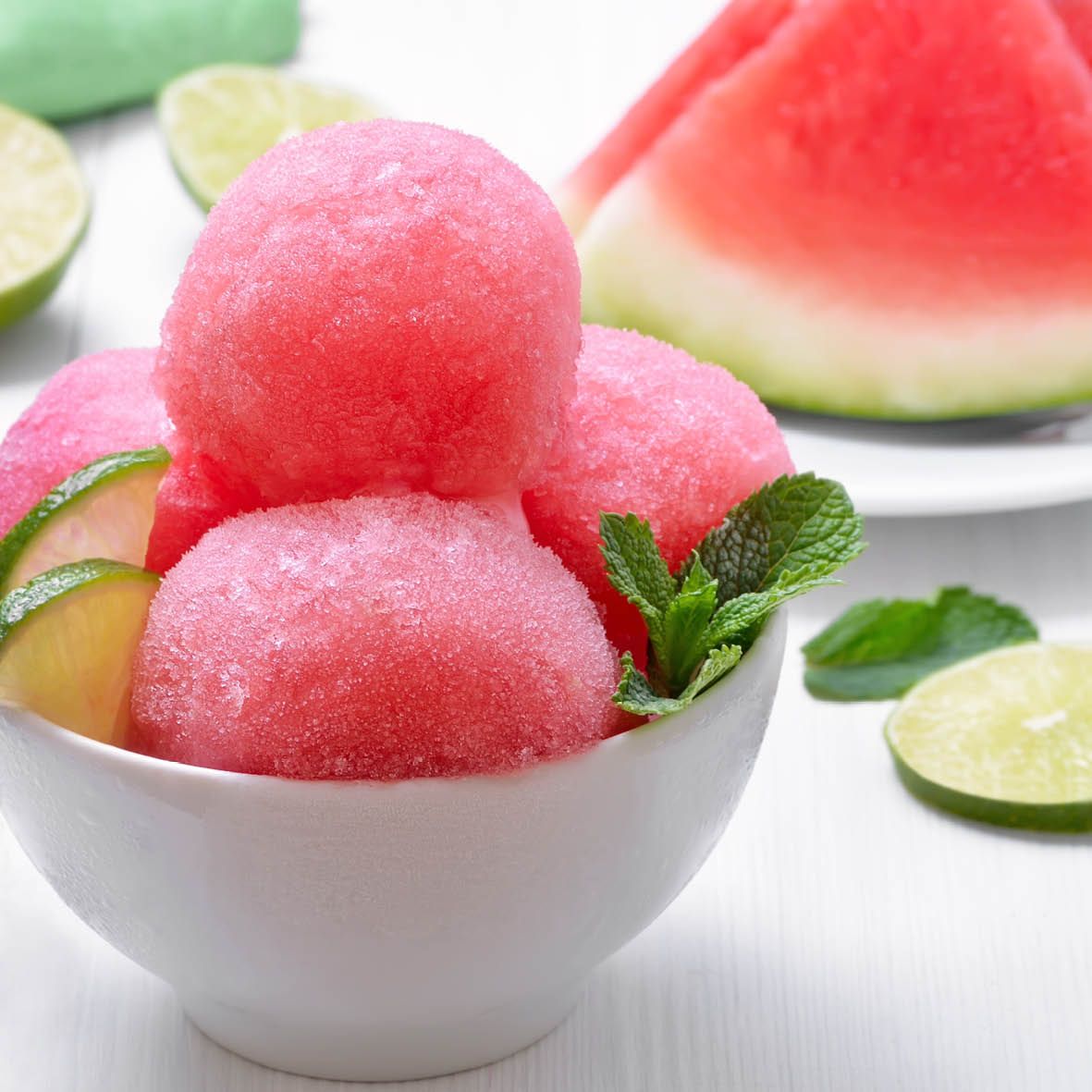 Raspberry, mint and apple sorbet