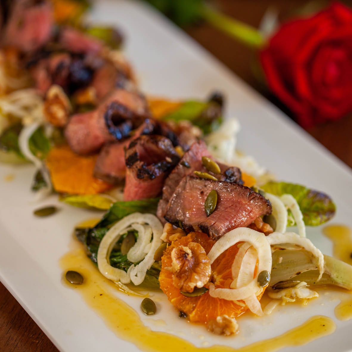 Grilled Red Lettuce, Eye fillet and Orange Salad.jpg