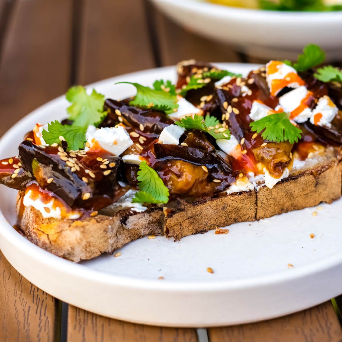 Eggplant bruschetta with sweet sauce and mozzarella.jpg