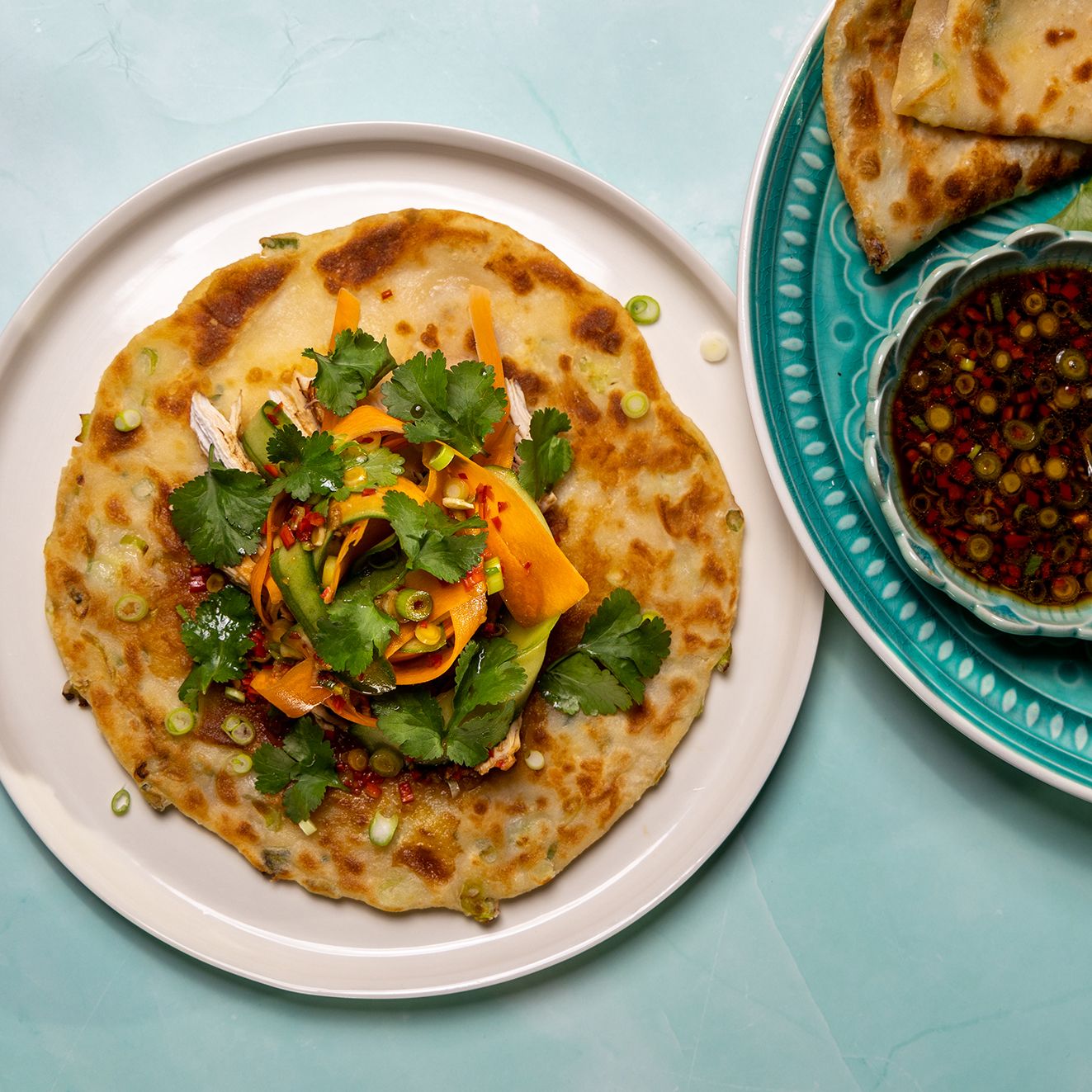 Chinese Pancakes with Sticky Chicken