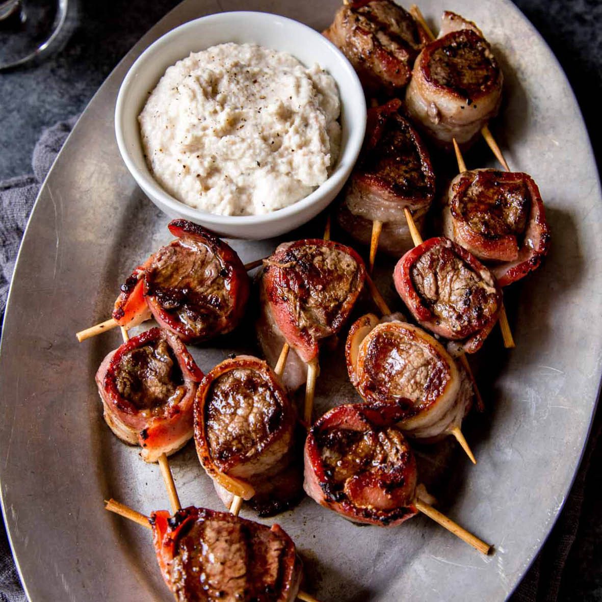 Bacon Wrapped Eye Fillet Hors d’oeuvre with Horseradish Cream.jpg