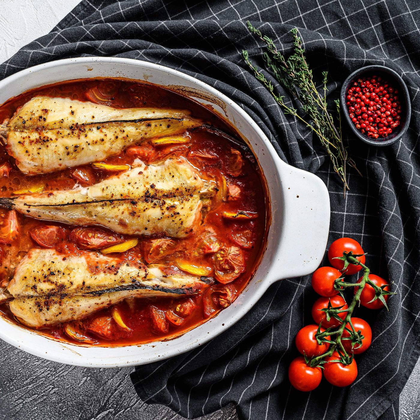 Monkfish-baked-in-tomatoes-in-a-baking-dish.-Black-background.-Top-view-1254304592_6048x4024 square.jpeg