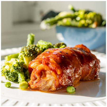 Chicken Thigh Roast  wrapped in Maple Bacon 