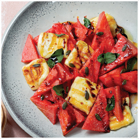 Watermelon Salad with Halloumi and Mint