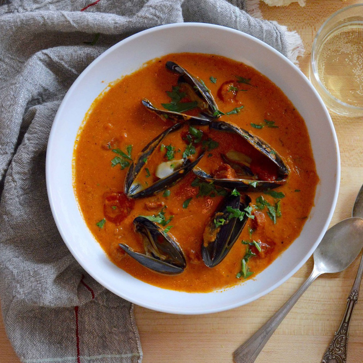 Mussels with Chorizo soup