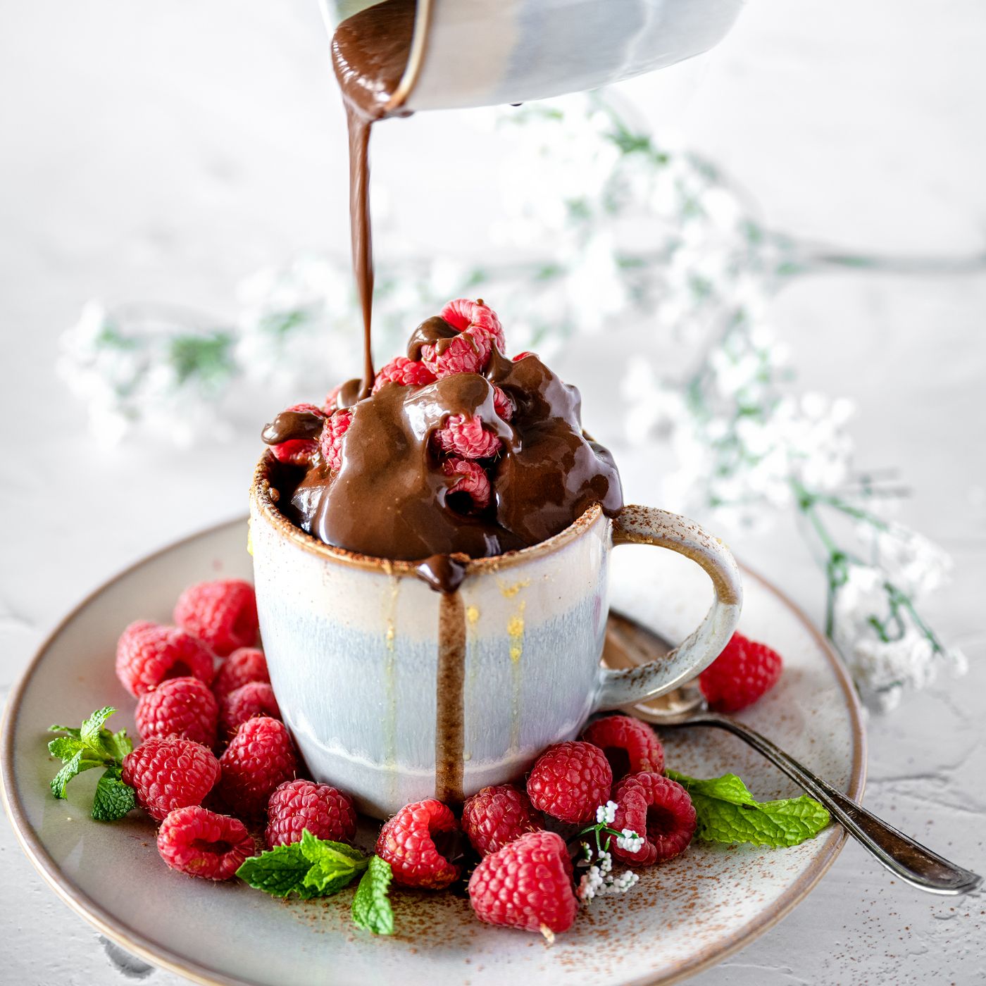 Choc caramel microwave self saucing mug cakes recipe