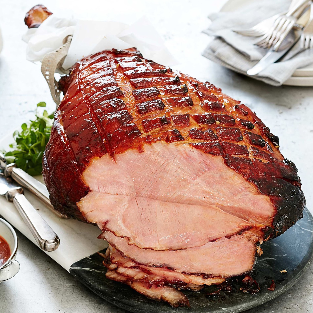 Glazed ham with sweet and tangy barbecue sauce tile.jpg