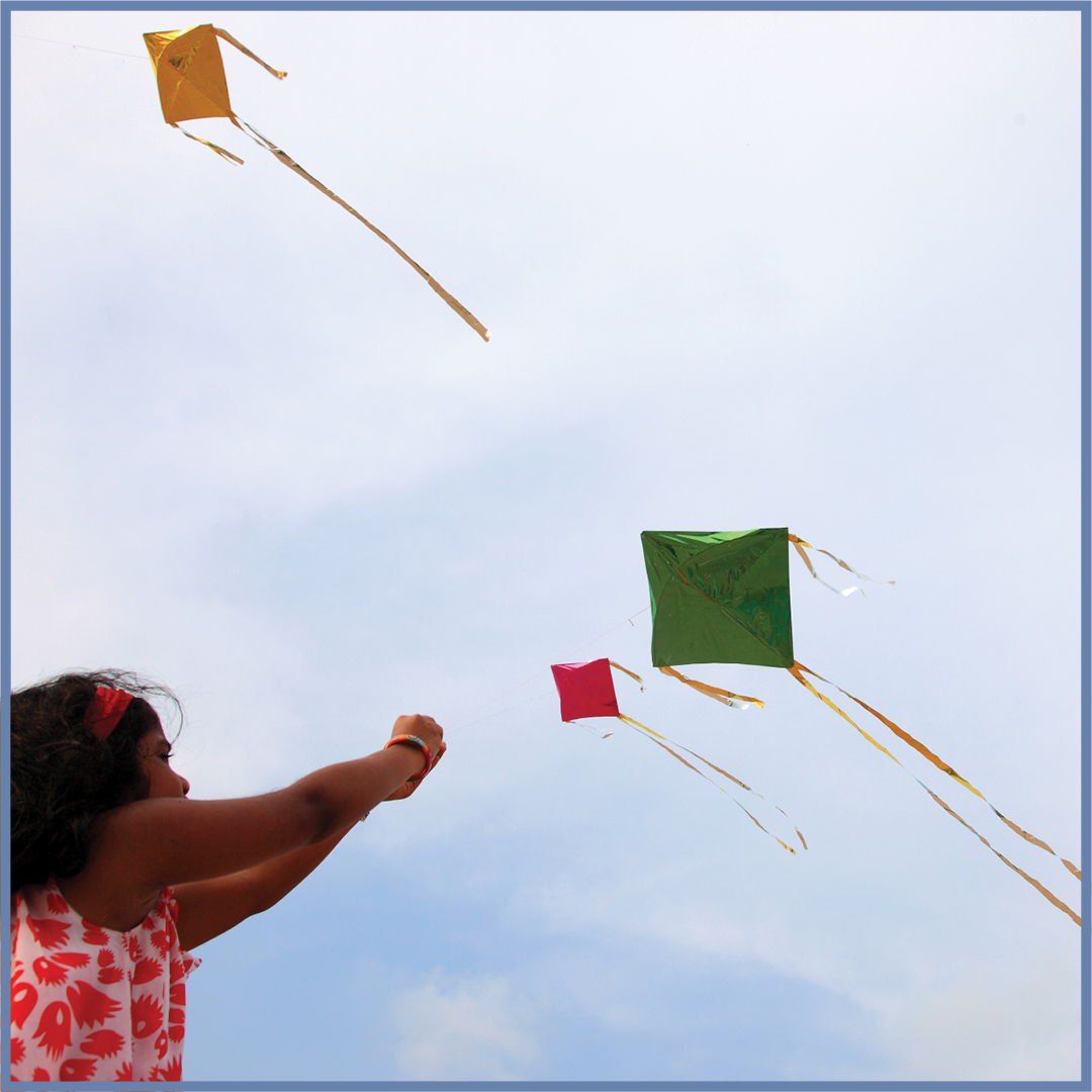 During Dashain include flying colourful kites to remind the gods not to send any more rain. While the youngsters fly kites, older family members gather to play cards