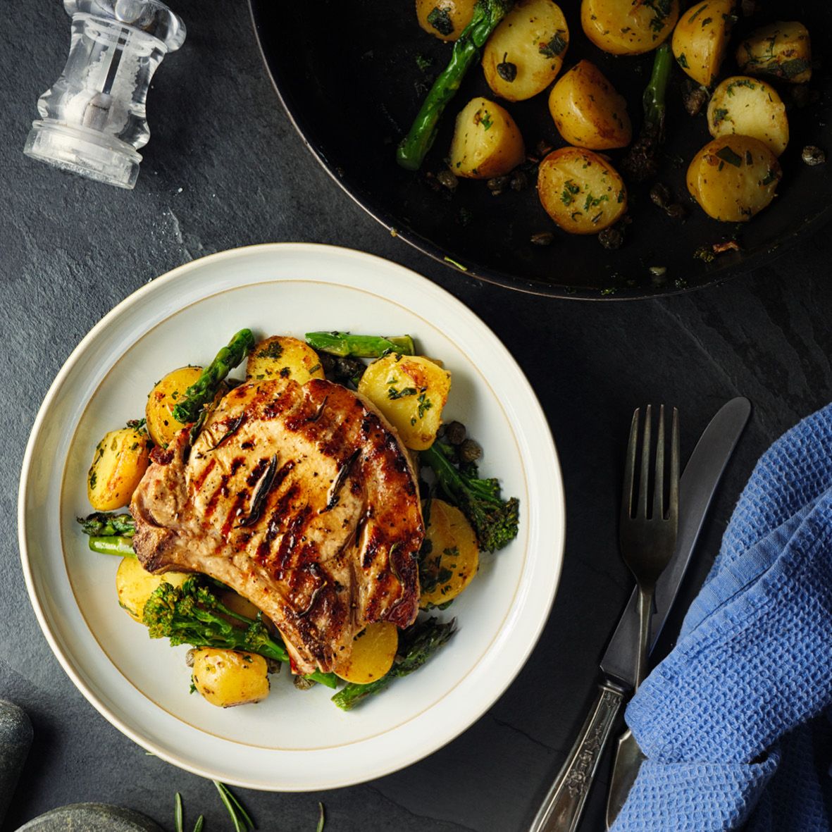 Char-grilled pork chops with garlic sautéed potatoes.jpg