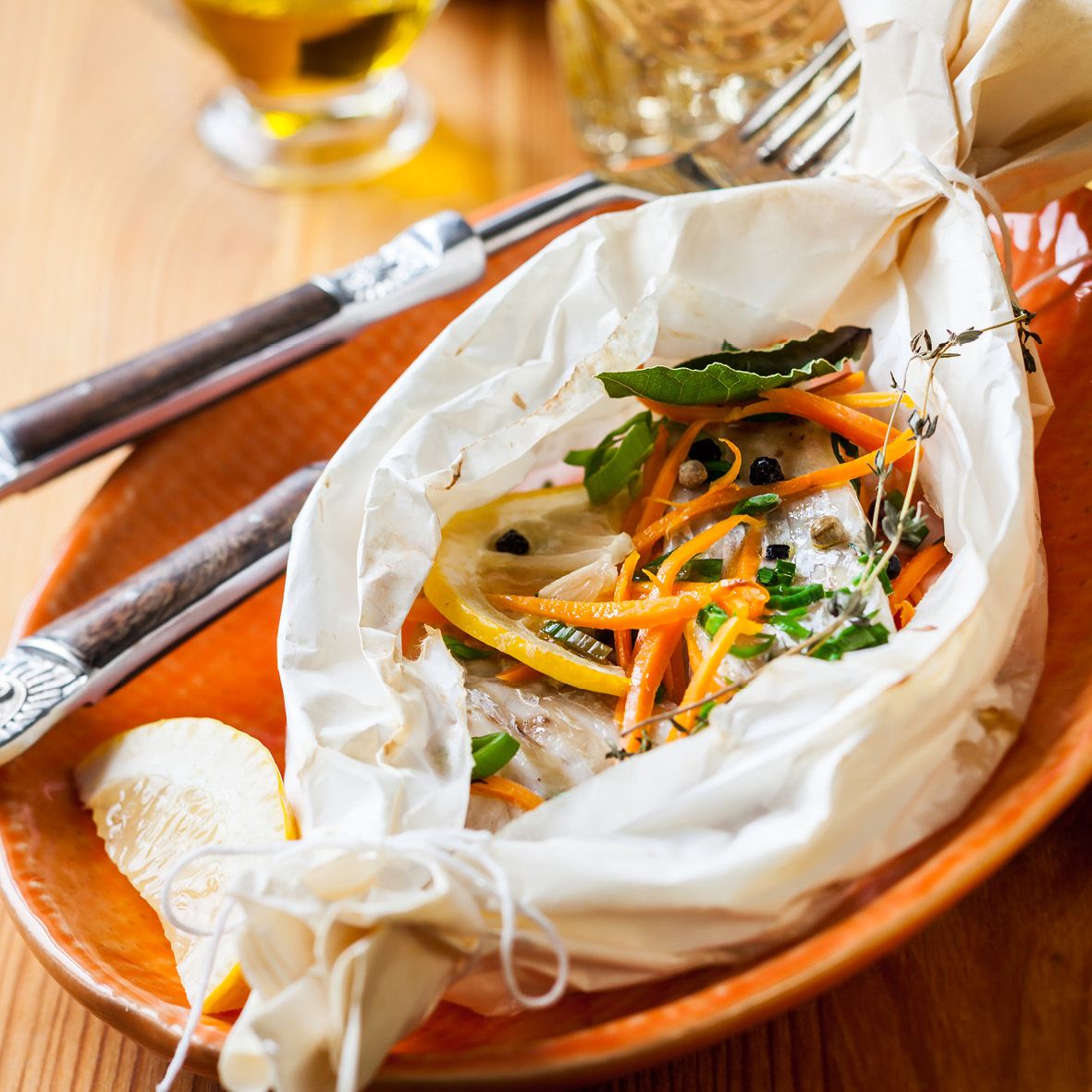 Salmon En Papillote with Mediterranean Vegetables