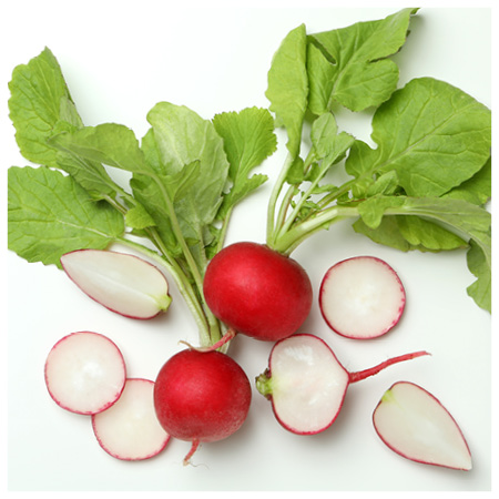 Young radish leaves can be eaten raw in salads or even blended into pesto